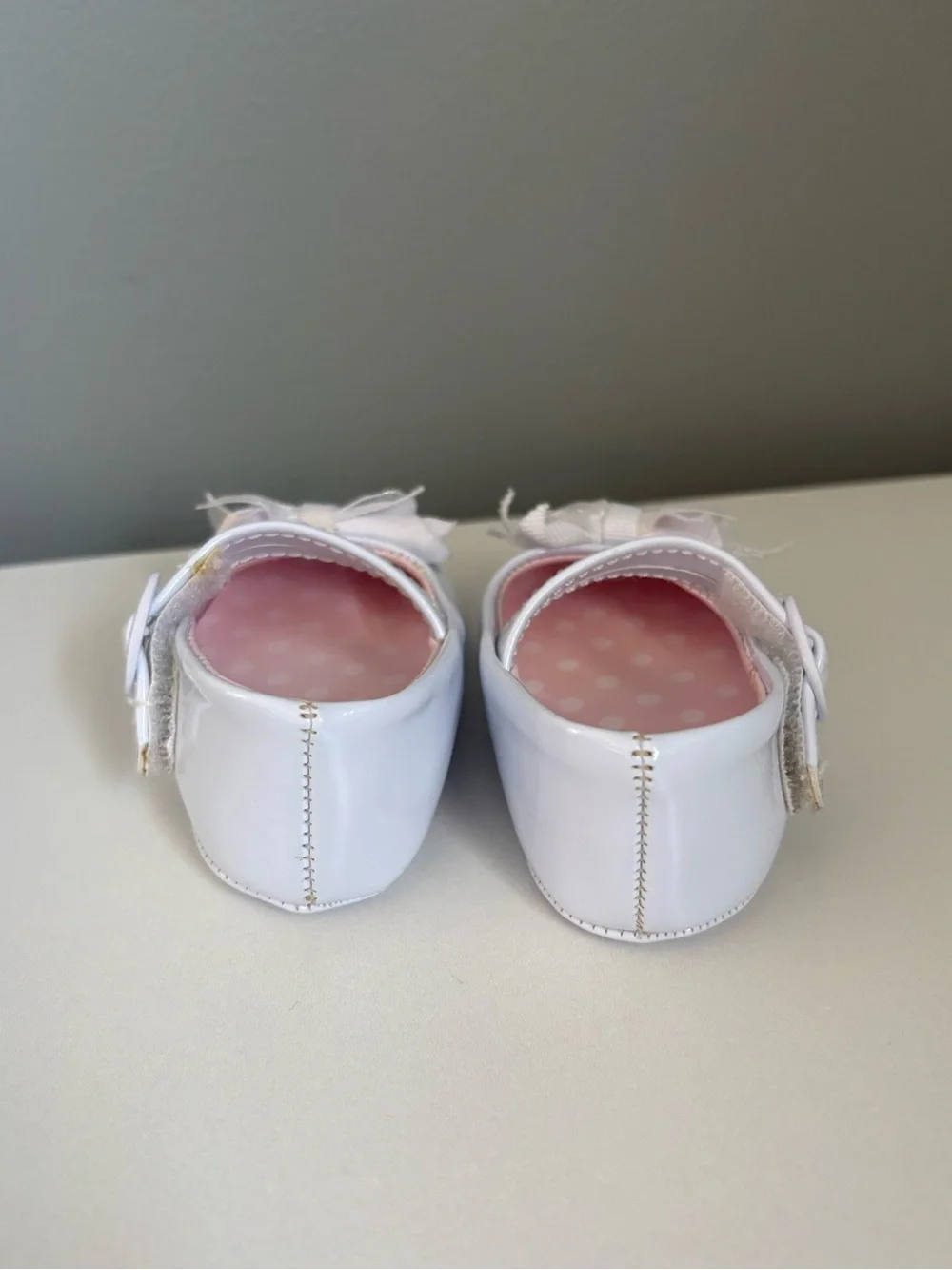 White Patent Bow Mary Jane Baby Dress Shoes Infant Girl Size 2